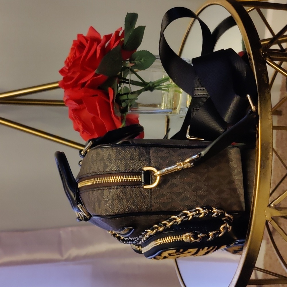 Michael Kors Collection Black and Brown Crossbody Bag - Picture 5 of 12